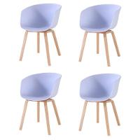 Kit 4 Cadeiras Toledo Fratini Assento Em Polipropileno Branco Base Aço Acabamento Idêntico á Madeira - 1