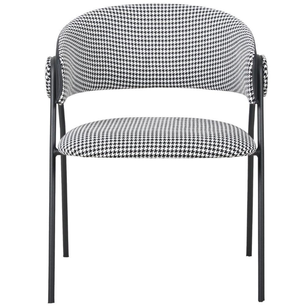 Kit 2 Cadeiras C- Braços Toulouse Júlia Mara Fratini Assento Pied De Poule Encosto Pu Preto Base Aço - 3