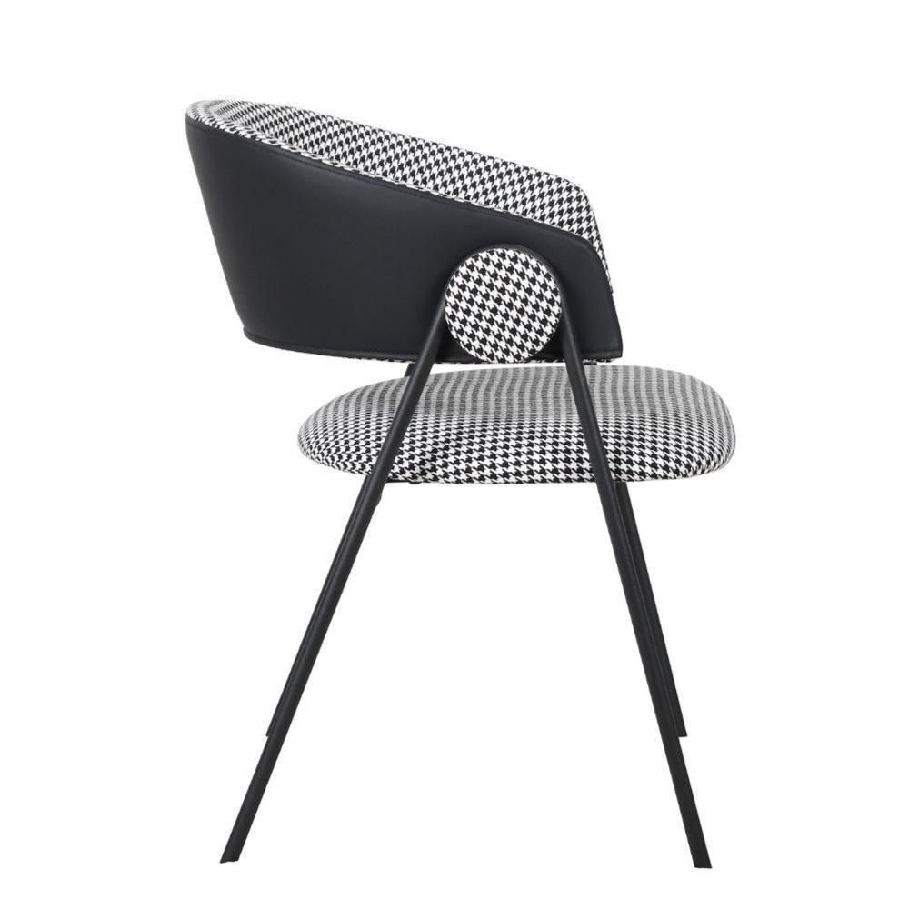 Kit 2 Cadeiras C- Braços Toulouse Júlia Mara Fratini Assento Pied De Poule Encosto Pu Preto Base Aço - 4