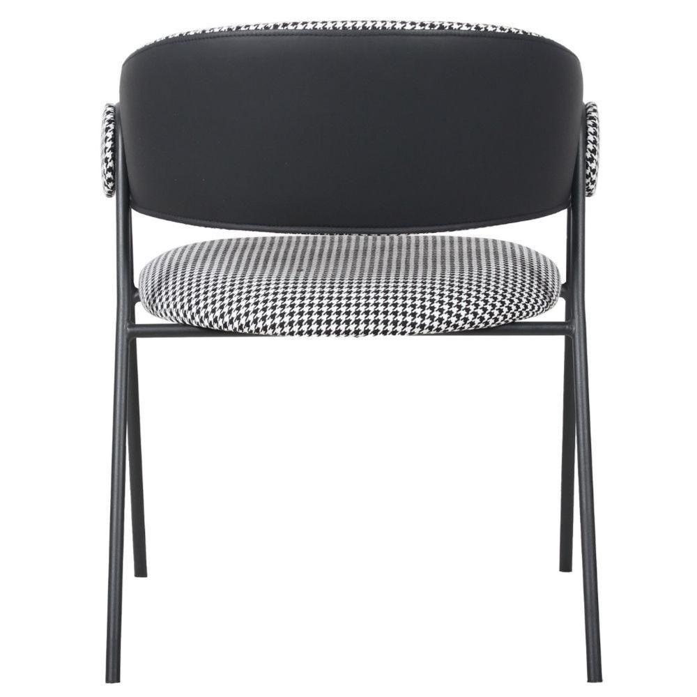 Kit 2 Cadeiras C- Braços Toulouse Júlia Mara Fratini Assento Pied De Poule Encosto Pu Preto Base Aço - 5