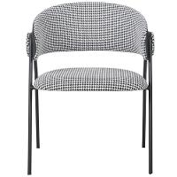 Kit 2 Cadeiras C- Braços Toulouse Júlia Mara Fratini Assento Pied De Poule Encosto Pu Preto Base Aço - 3