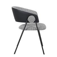 Kit 2 Cadeiras C- Braços Toulouse Júlia Mara Fratini Assento Pied De Poule Encosto Pu Preto Base Aço