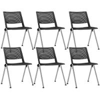 Kit 06 Cadeiras Empilhável Fixa Lift F02 Base Aço Cinza Preto - Lyam Decor - 1