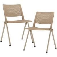Kit 02 Cadeiras Empilhável Fixa Lift F02 Base Aço Nude - Lyam Decor - 1
