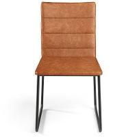 Kit 08 Cadeiras Decorativa Estofada Para Sala De Jantar Preto Maya L02 Couríssimo Camel - Lyam Decor - 6