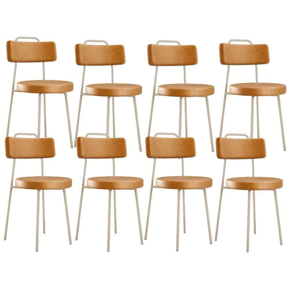 Kit 08 Cadeiras Decorativas Estofada Sala Jantar Barcelona Arena L02 Couríssimo Whisky - Lyam - 1