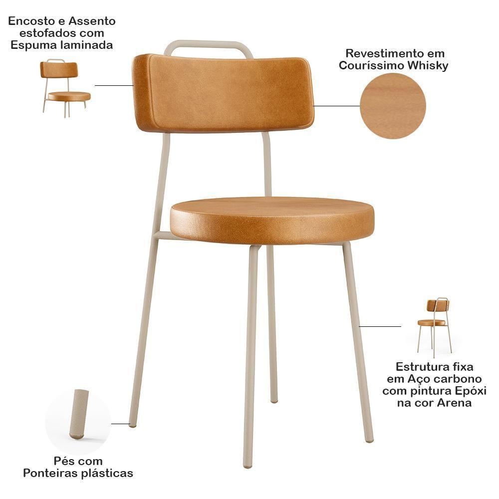 Kit 08 Cadeiras Decorativas Estofada Sala Jantar Barcelona Arena L02 Couríssimo Whisky - Lyam - 4