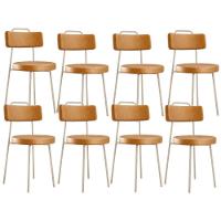 Kit 08 Cadeiras Decorativas Estofada Sala Jantar Barcelona Arena L02 Couríssimo Whisky - Lyam - 1