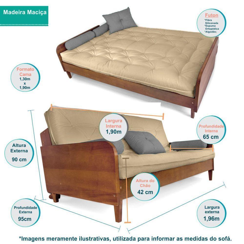 Sofá Cama Paris Ii Sarja Em Madeira Maciça Cor Natural - Preto - 3