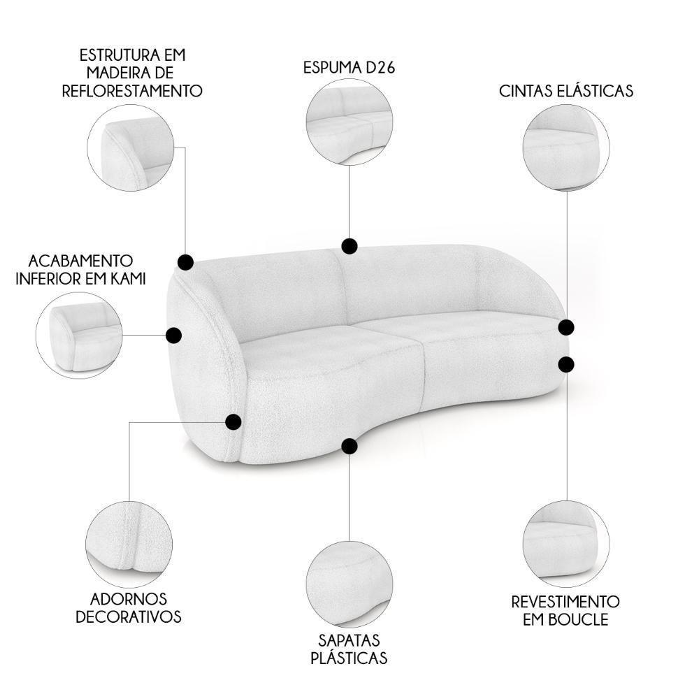 Sofá 4 Lugares 318cm Orgânico Zion M22 Boucle Branco - Mpozenato - 3
