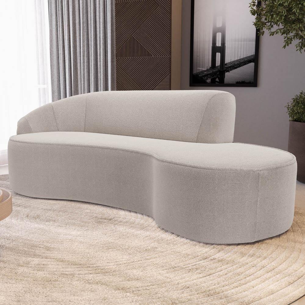 Sofá Living 3 Lugares 210cm Braço Esquerdo Mozart D06 Bouclê Bege - Mpozenato - 2