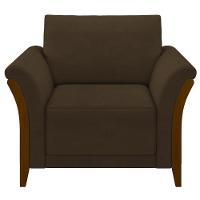 Kit Sofá Living 3 Lugares E Poltrona 102cm Pés Madeira Roya M22 Veludo Marrom - Mpozenato - 10