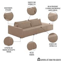 Sofá Ilha Modular Com Puff Para Sala Living 252cm Georgia K04 Veludo Bege - Mpozenato - 3