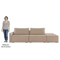 Sofá Ilha Modular Com Puff Para Sala Living 252cm Georgia K04 Veludo Bege - Mpozenato - 5