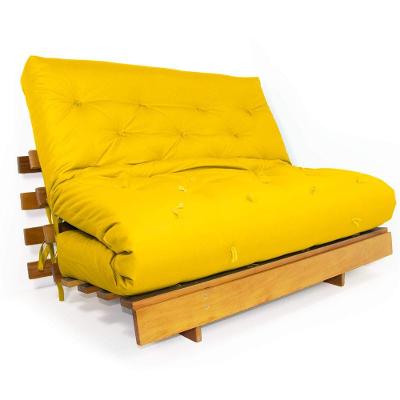 Sofá Cama Casal Futon Tokio Amarelo Madeira Maciça Grapia Cor Natural