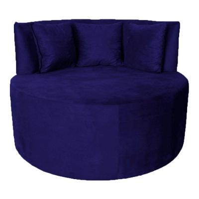 Sofá Puff Chaise Estofada Redondo Barcelona Almofadas Suede Azul Marinho Eli Móveis E Decoração