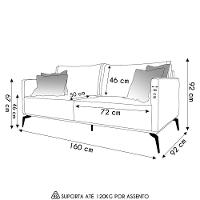 Sofá 2 Lugares 160cm Pés De Metal Vecchia S06 Linho Grigio - Mpozenato