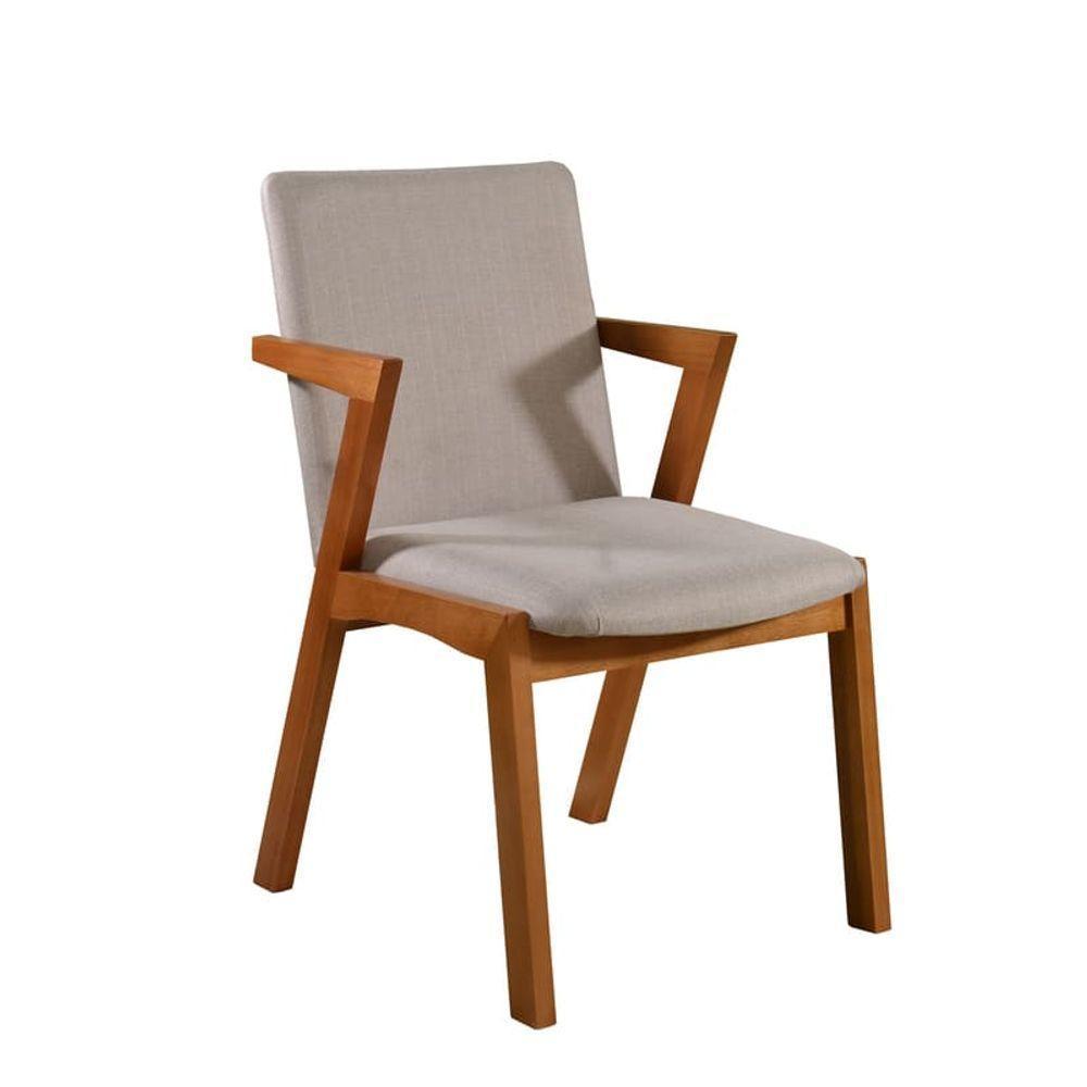 Kit 2 Cadeiras Madeira Maciça Estofada Com Braço - Tulipa - Harmonia Salas - 2