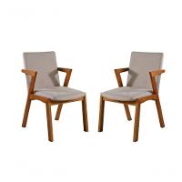 Kit 2 Cadeiras Madeira Maciça Estofada Com Braço - Tulipa - Harmonia Salas - 1