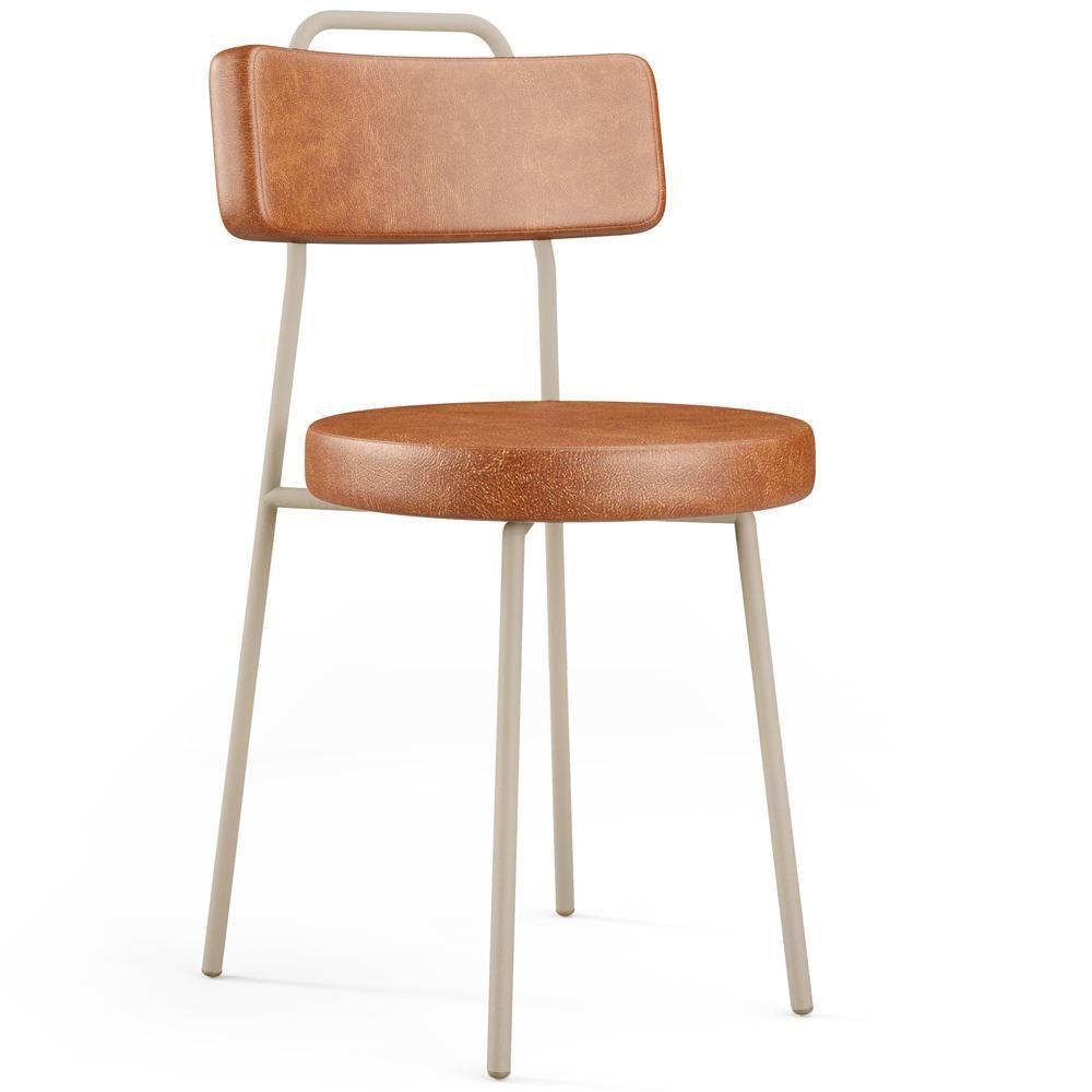 Cadeira Decorativa Estofada Para Sala De Jantar Barcelona Arena L02 Couríssimo Camel - Lyam - 1