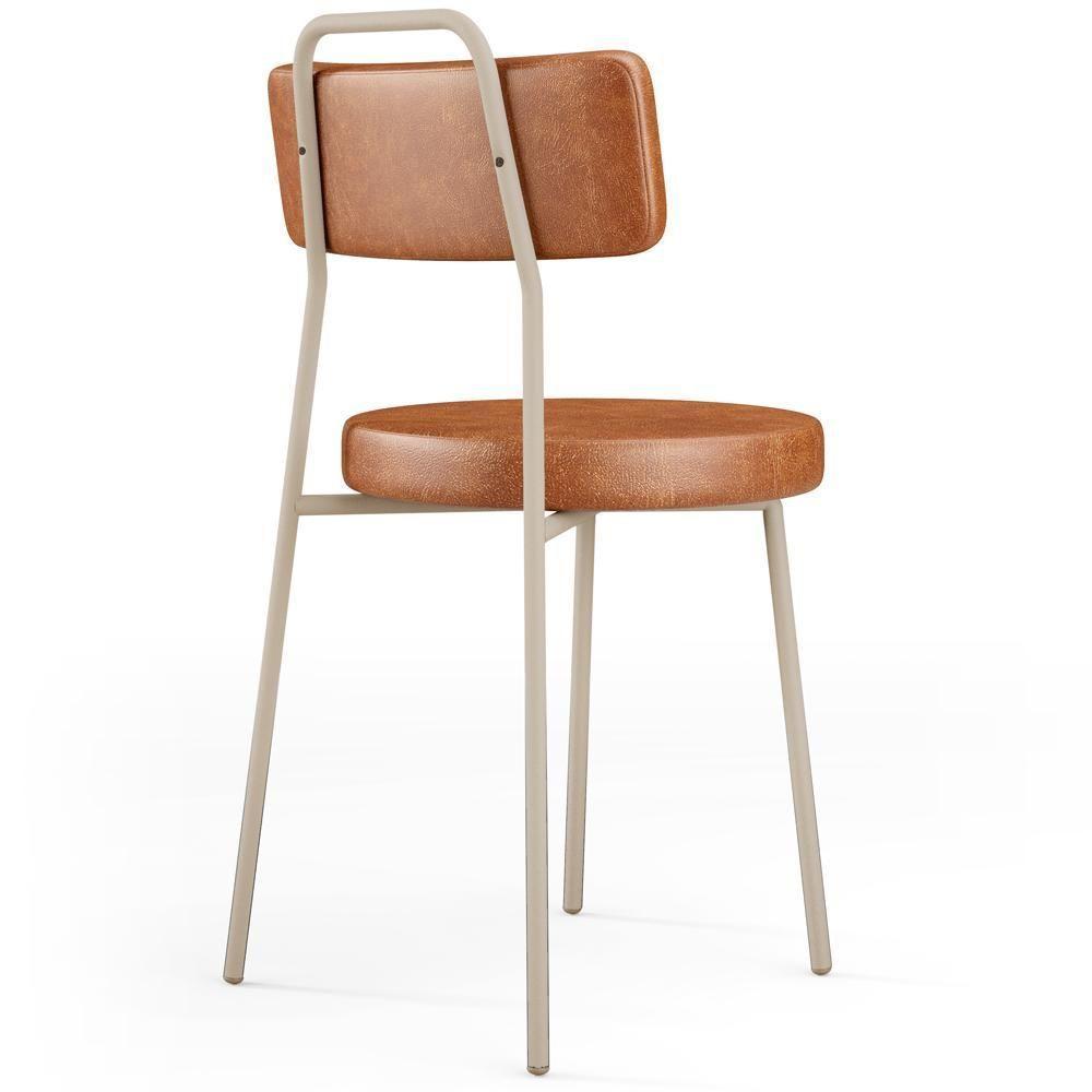 Cadeira Decorativa Estofada Para Sala De Jantar Barcelona Arena L02 Couríssimo Camel - Lyam - 7