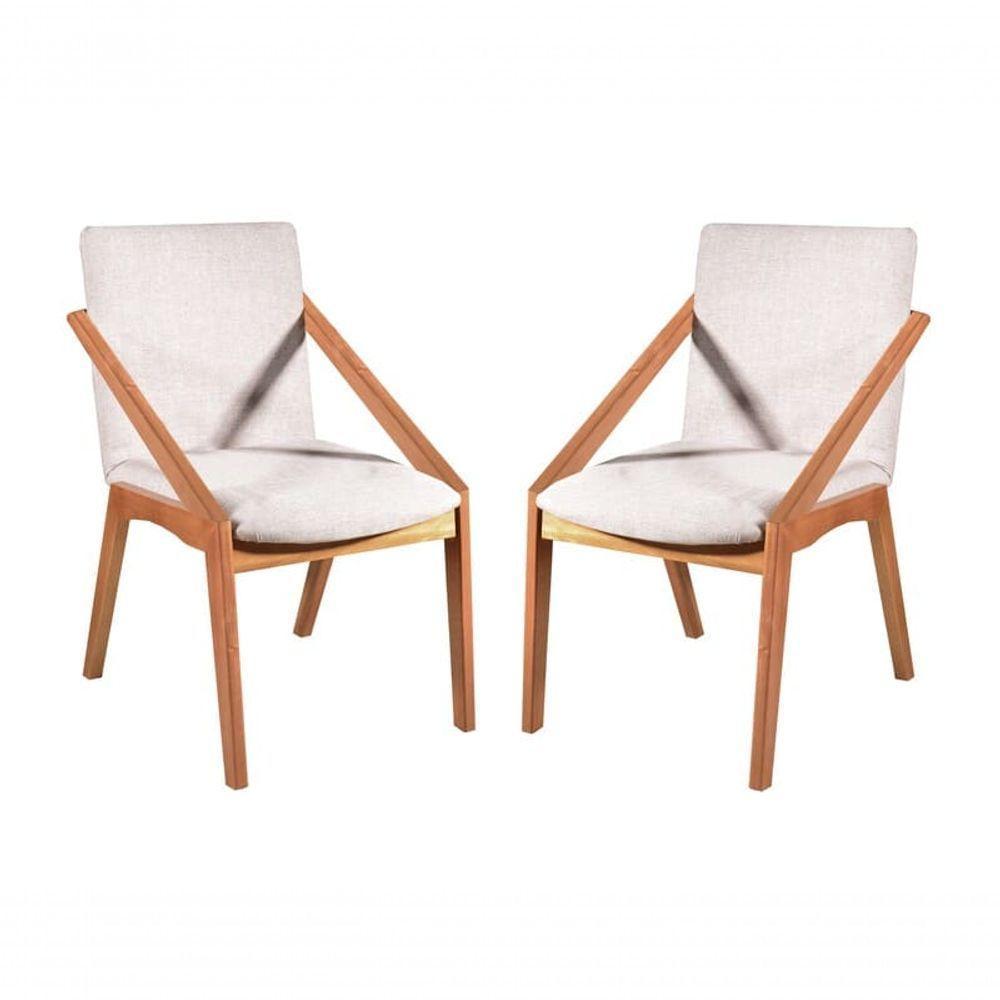 Kit 2 Cadeiras Madeira Maciça Estofada Com Braço - Lírio - Harmonia Salas - 1