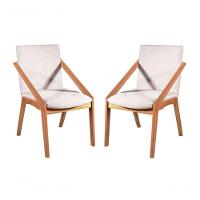 Kit 2 Cadeiras Madeira Maciça Estofada Com Braço - Lírio - Harmonia Salas - 1