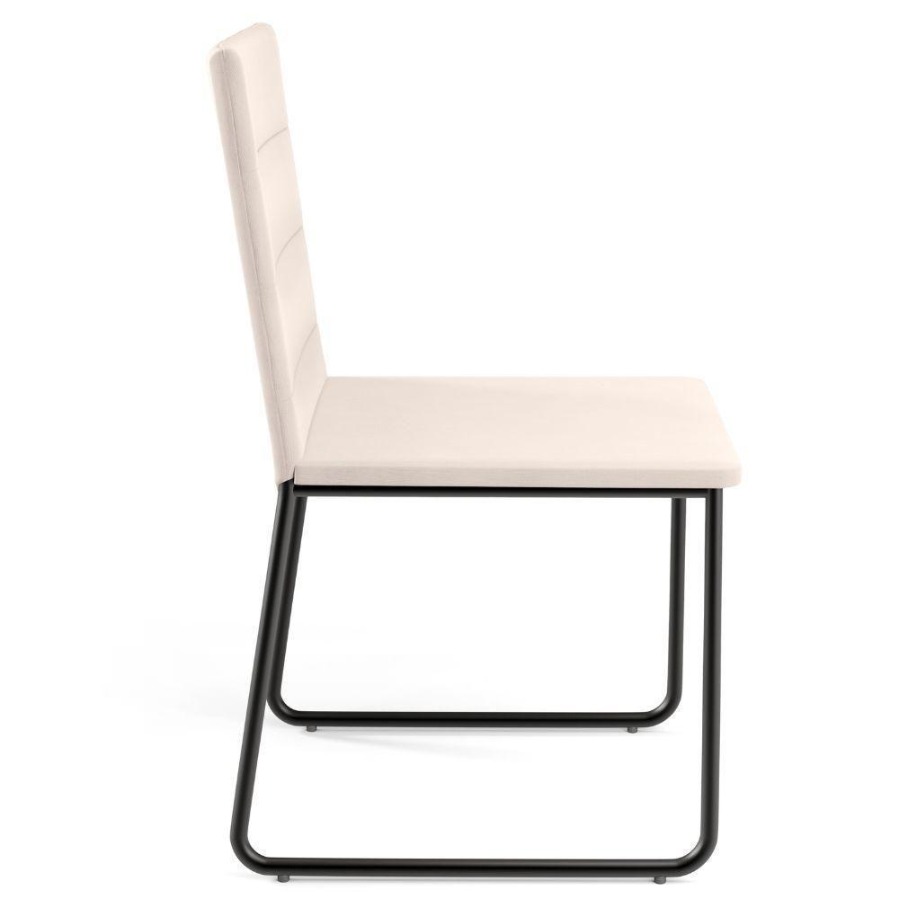 Kit 06 Cadeiras Decorativa Estofada Para Sala De Jantar Preto Maya L02 Suede Bege - Lyam Decor - 8