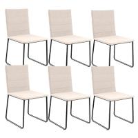 Kit 06 Cadeiras Decorativa Estofada Para Sala De Jantar Preto Maya L02 Suede Bege - Lyam Decor - 1