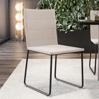 Kit 06 Cadeiras Decorativa Estofada Para Sala De Jantar Preto Maya L02 Suede Bege - Lyam Decor - 2