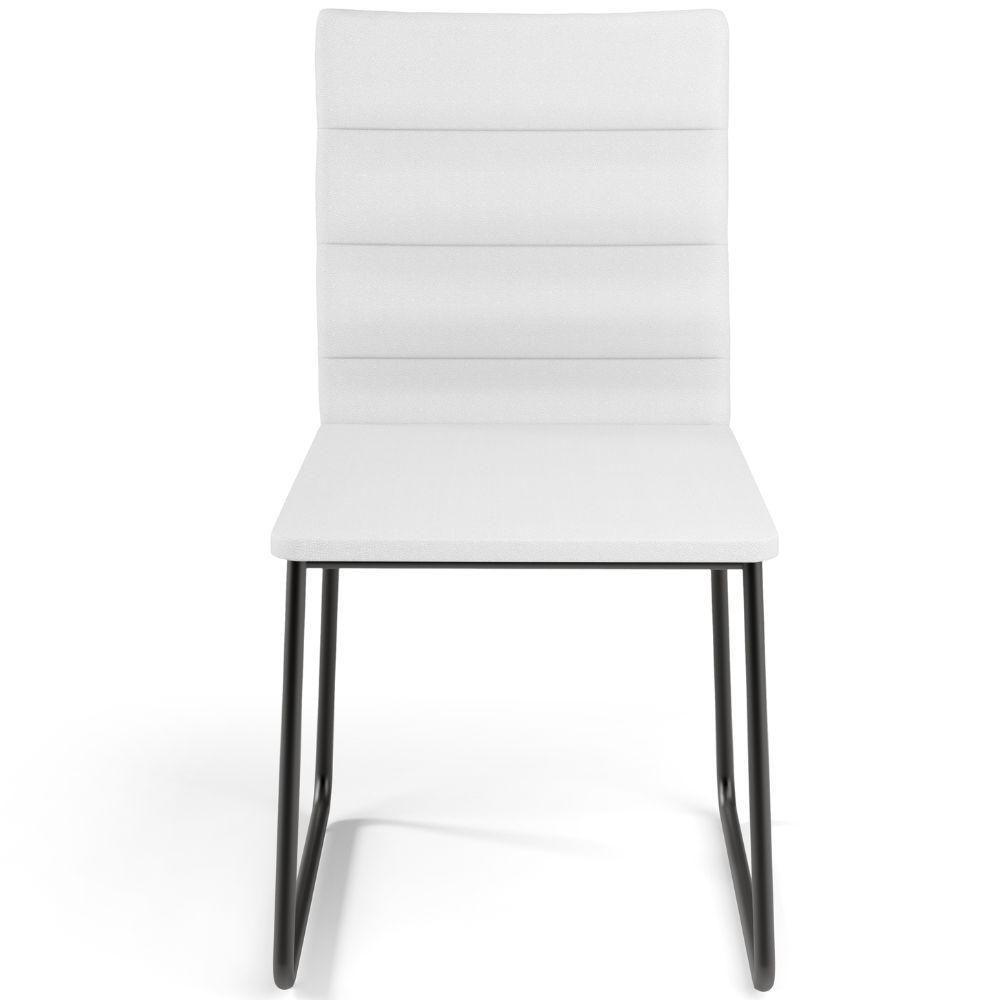 Kit 08 Cadeiras Decorativa Estofada Para Sala De Jantar Preto Maya L02 Facto Branco - Lyam Decor - 6