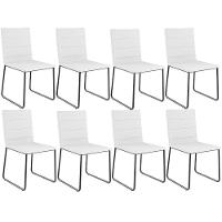 Kit 08 Cadeiras Decorativa Estofada Para Sala De Jantar Preto Maya L02 Facto Branco - Lyam Decor - 1