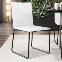 Kit 08 Cadeiras Decorativa Estofada Para Sala De Jantar Preto Maya L02 Facto Branco - Lyam Decor - 2