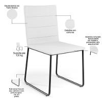 Kit 08 Cadeiras Decorativa Estofada Para Sala De Jantar Preto Maya L02 Facto Branco - Lyam Decor