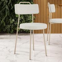 Cadeira Decorativa Estofada Para Sala De Jantar Barcelona Arena L02 Linho Champagne - Lyam - 2