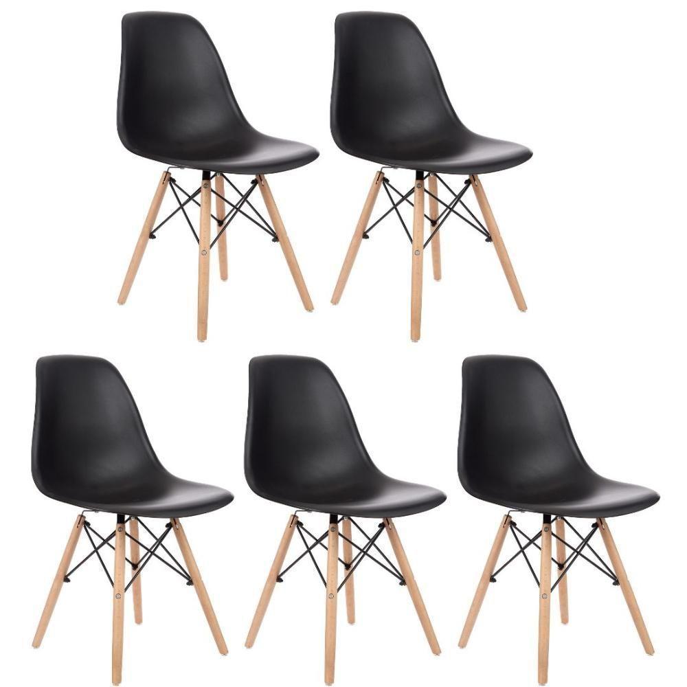Kit 5 Cadeiras Charles Eames Preta - 1