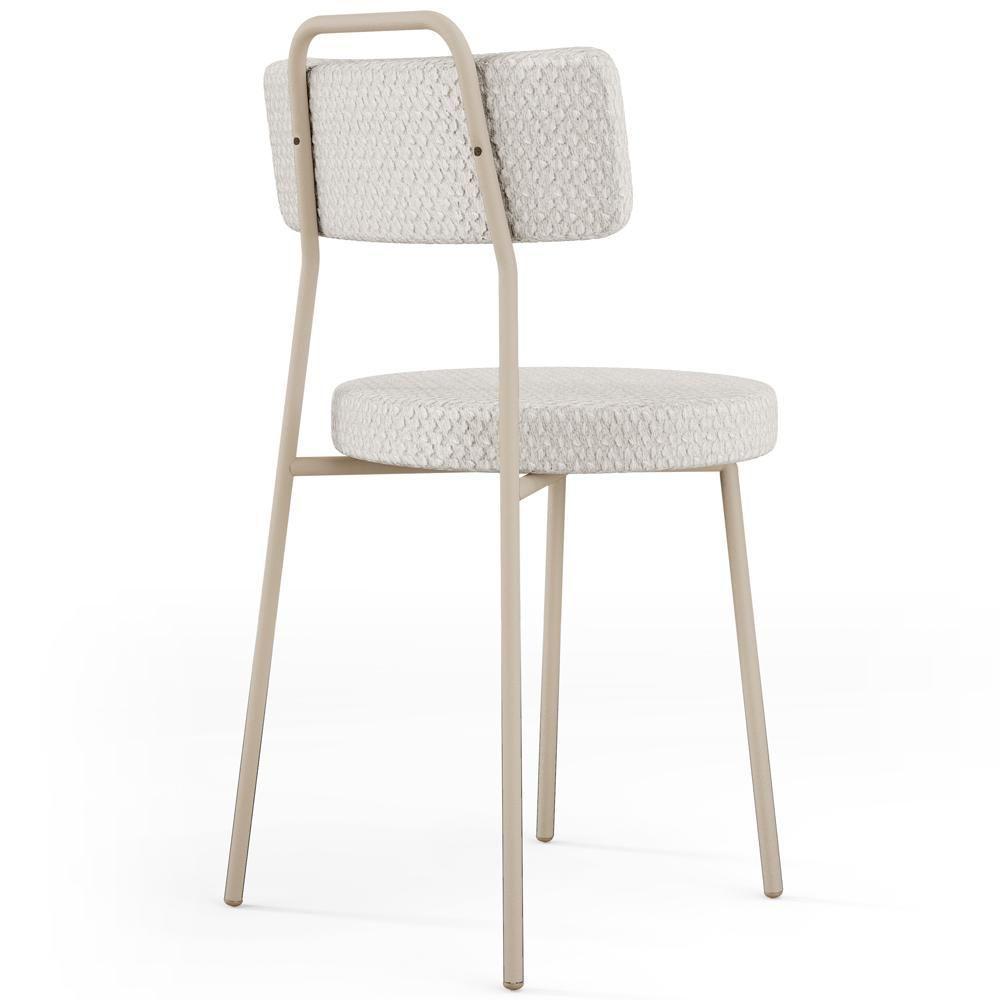 Kit 02 Cadeiras Decorativas Estofada Sala Jantar Barcelona Arena L02 Bouclê Cru - Lyam - 7