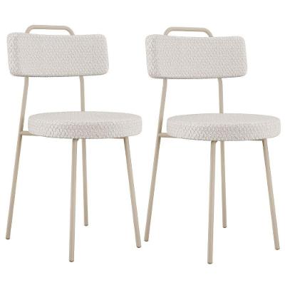Kit 02 Cadeiras Decorativas Estofada Sala Jantar Barcelona Arena L02 Bouclê Cru - Lyam