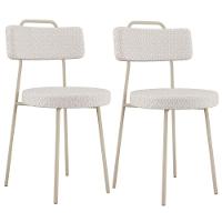 Kit 02 Cadeiras Decorativas Estofada Sala Jantar Barcelona Arena L02 Bouclê Cru - Lyam - 1