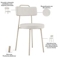 Kit 02 Cadeiras Decorativas Estofada Sala Jantar Barcelona Arena L02 Bouclê Cru - Lyam