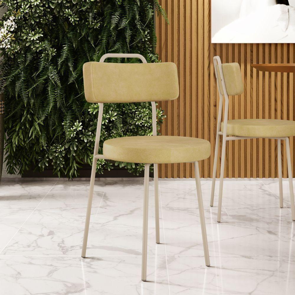 Cadeira Decorativa Estofada Para Sala De Jantar Barcelona Arena L02 Couríssimo Fendi - Lyam - 2