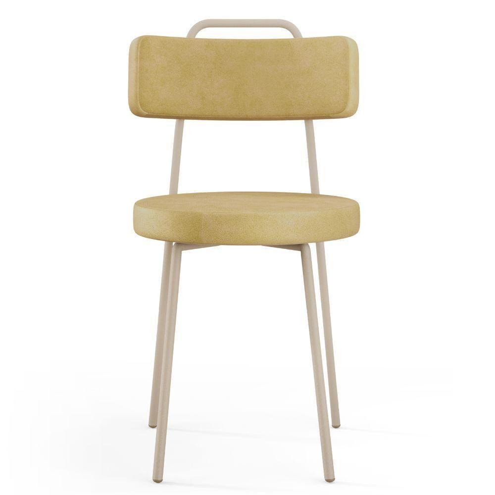 Cadeira Decorativa Estofada Para Sala De Jantar Barcelona Arena L02 Couríssimo Fendi - Lyam - 3