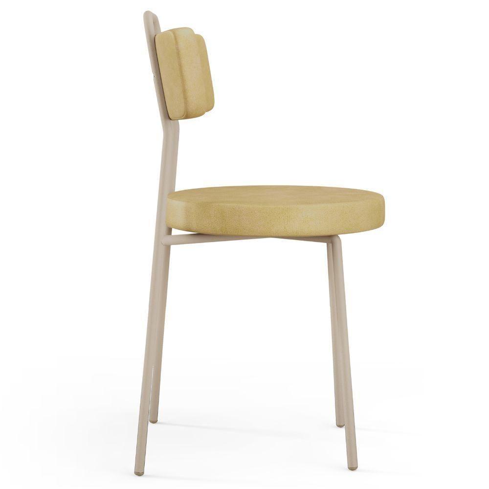 Cadeira Decorativa Estofada Para Sala De Jantar Barcelona Arena L02 Couríssimo Fendi - Lyam - 6