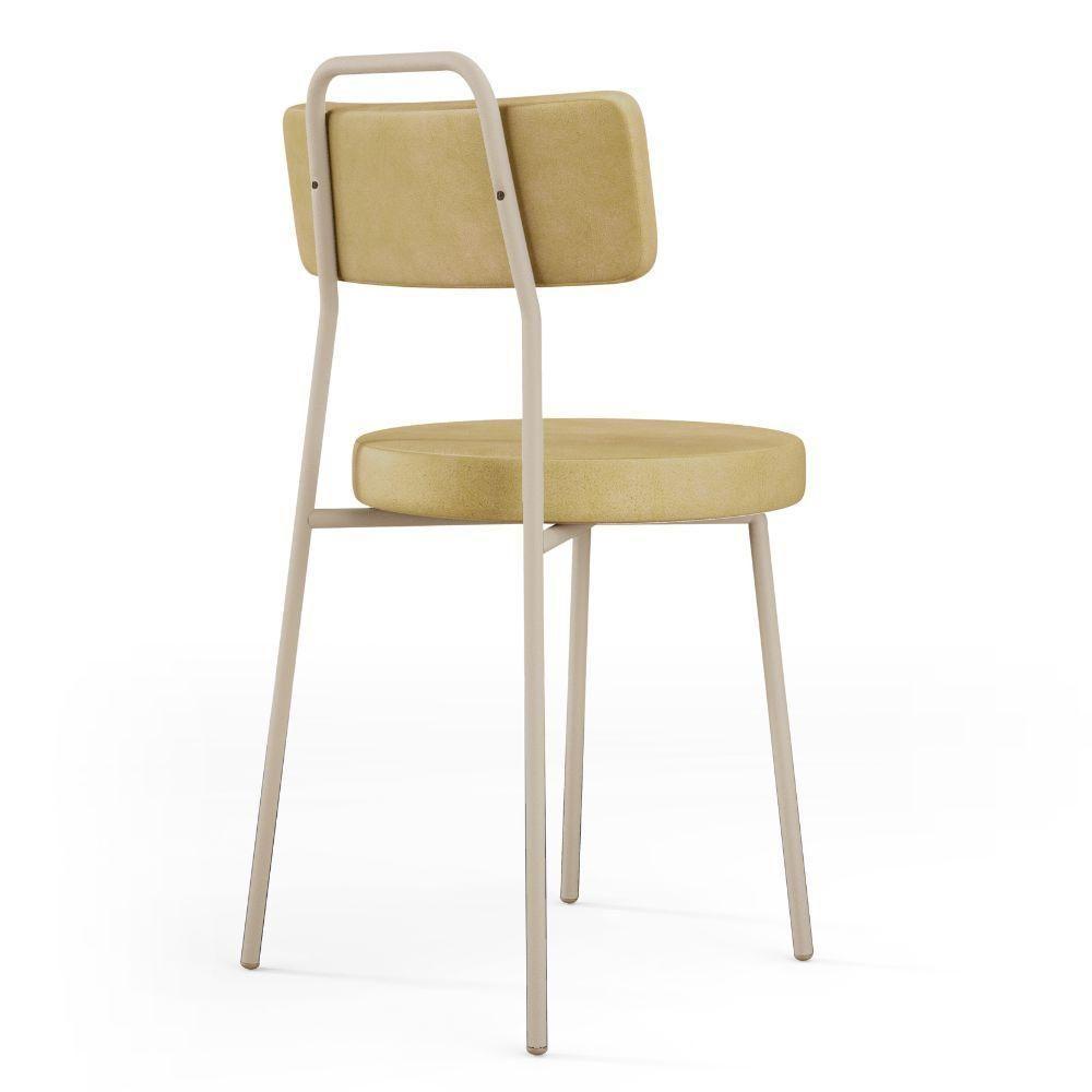 Cadeira Decorativa Estofada Para Sala De Jantar Barcelona Arena L02 Couríssimo Fendi - Lyam - 7