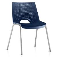 Cadeira Empilhável Fixa Liked F02 Base Aço Cinza Azul - Lyam Decor - 1