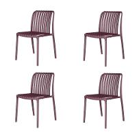 Kit 4 Cadeiras Empilhável Inmetro Sem Braço Cancun Gávea Fratini 49 Cm Polipropileno Marsala - 1