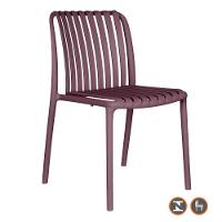 Kit 4 Cadeiras Empilhável Inmetro Sem Braço Cancun Gávea Fratini 49 Cm Polipropileno Marsala - 2