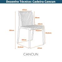 Kit 4 Cadeiras Empilhável Inmetro Sem Braço Cancun Gávea Fratini 49 Cm Polipropileno Marsala - 7