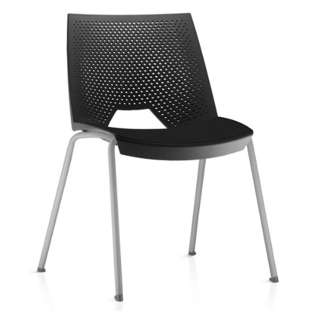 Kit 04 Cadeiras Empilhável Fixa Liked F02 Base Aço Cinza Preto - Lyam Decor - 2