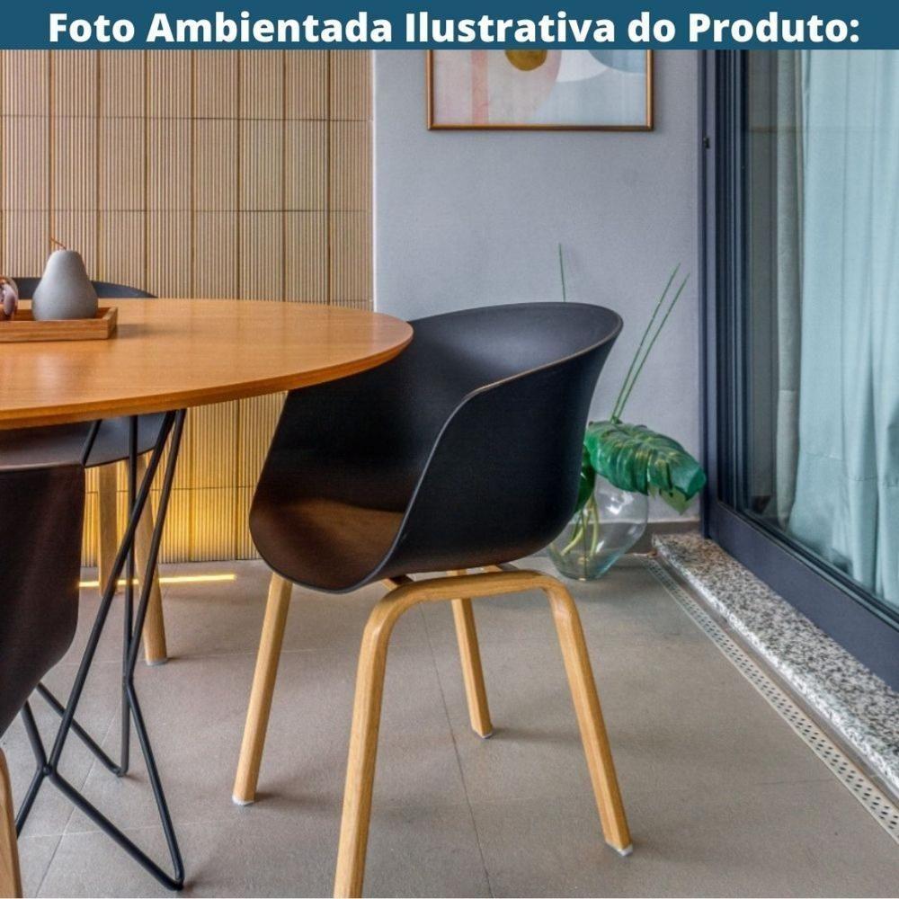 Kit 4 Cadeiras Toledo Fratini Assento Em Polipropileno Preto Base Aço Acabamento Idêntico á Madeira - 2